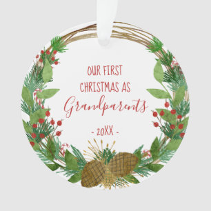 祖父母クリスマス素朴リースベビー写真 オーナメント