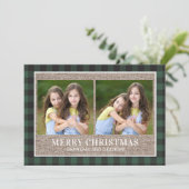 祖父母クリスマス2写真グリーンバッファロープレイド カード (スタンド正面)