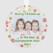 祖父母グランドキッズ写真年クリスマス オーナメント (裏面)