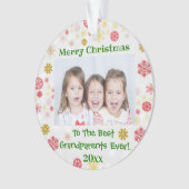 祖父母グランドキッズ写真年クリスマス オーナメント (正面)