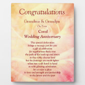 祖父母コーラル結婚記念日  フォトプラーク (正面)