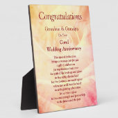 祖父母コーラル結婚記念日  フォトプラーク (側面)