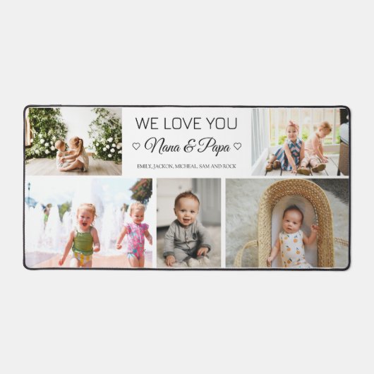 祖父母シンプルのSweet 5フォトコラージュ デスクマット (正面)