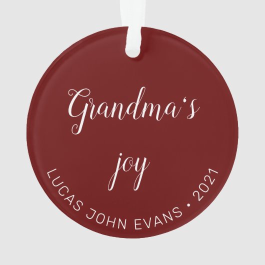 祖父母ジョイフォトモノグラムホリデイオーナメント オーナメント (裏面)