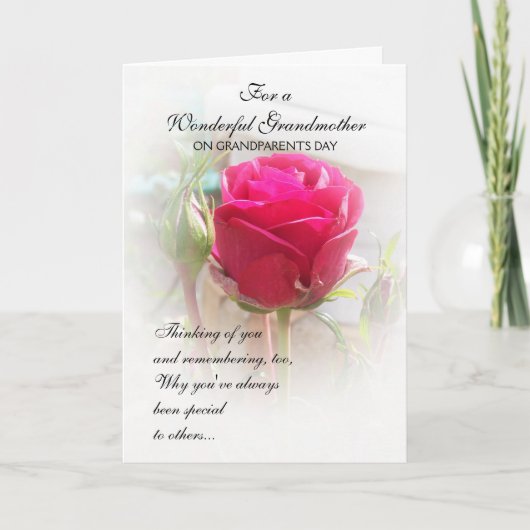 祖父母デイカードピンクローズブド カード (正面)