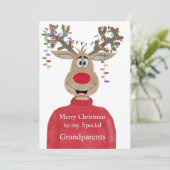 祖父母トナカイのクリスマスのカスタマイズ シーズンカード (スタンド正面)