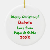 祖父母パーソナライズされたの子ども セラミックオーナメント (裏面)