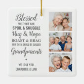 祖父母パーソナライズされた写真コラージュ セラミックオーナメント (裏面)