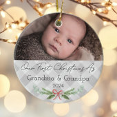 祖父母パーソナライズされた初めてのクリスマス写真 セラミックオーナメント
