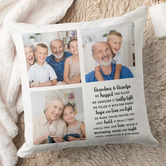祖父母パーソナライズされた引用文写真コラージュ クッション