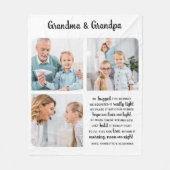 祖父母パーソナライズされた引用文写真コラージュ フリースブランケット (正面)