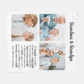 祖父母パーソナライズされた引用文写真コラージュ フリースブランケット (正面(横))