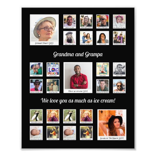 祖父母ファミリーレトロフォトモンタージュ フォトプリント            (正面)