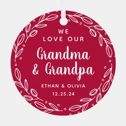 祖父母フェスティバルホリデーフォトダブル・サイド メタルオーナメント (裏面)