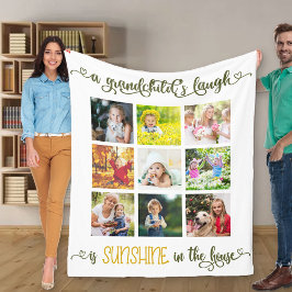 祖父母フォトコラージュグランチルドレン笑い引用文 フリースブランケット