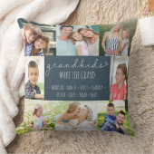 祖父母フォトコラージュ孫の名前（青） クッション (ブランケット)