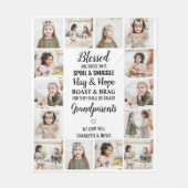 祖父母フォトコラージュ フリースブランケット (正面)