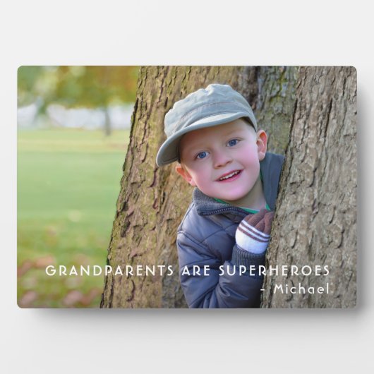 祖父母フォトテーブルトップのプレートとイーゼル フォトプラーク (正面)