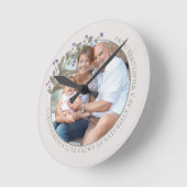 祖父母フォトパープルワイルドフラワーフローラ枠 ラウンド壁時計 (傾斜)