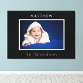 祖父母ベビーカスタム写真第1期孫ブラック キャンバスプリント (インサイチュ (ウッドフロア))