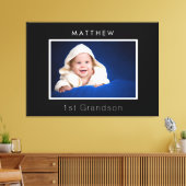 祖父母ベビーカスタム写真第1期孫ブラック キャンバスプリント (インサイチュ (リビング))