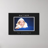 祖父母ベビーカスタム写真第1期孫ブラック キャンバスプリント (正面)