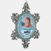 祖父母ベビーブルーモノグラムA スノーフレークピューターオーナメント (左)