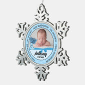 祖父母ベビーブルーモノグラムA スノーフレークピューターオーナメント (右)
