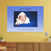 祖父母ベビー写真1st孫ブルー キャンバスプリント (インサイチュ (リビング))