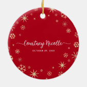 祖父母ベビー初めてのクリスマス雪片フォト セラミックオーナメント (裏面)