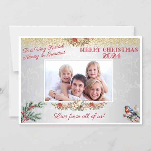 祖父母マグネットのクリスマスカードギフト マグネット招待状 (正面)