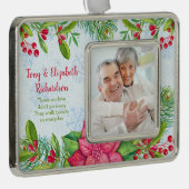 祖父母メモリアル写真テンプレートクリスマス シルバープレートフレームオーナメント (右)
