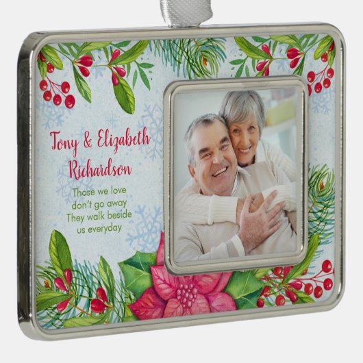 祖父母メモリアル写真テンプレートクリスマス シルバープレートフレームオーナメント (右)