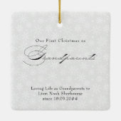 祖父母メリーとして縦写真のスノーフレーク セラミックオーナメント (裏面)