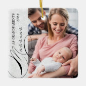 祖父母メリーとして縦写真のスノーフレーク セラミックオーナメント (正面)
