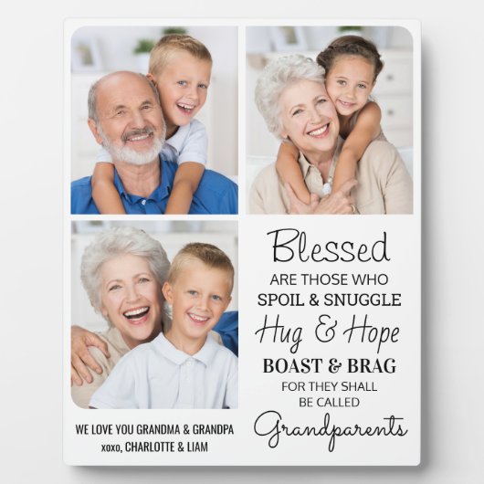 祖父母モダン孫カスタム写真 フォトプラーク (正面)