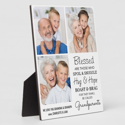 祖父母モダン孫カスタム写真 フォトプラーク (側面)