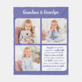 祖父母モダン3写真カスタム祖母おじいちゃん フリースブランケット (正面)