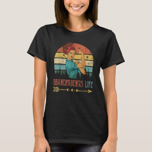 祖父母ライフウィメンズロージーヴィンテージレトロデコール Tシャツ