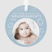 祖父母初のクリスマス 青ちゃんベイビー写真 オーナメント (裏面)