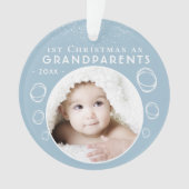 祖父母初のクリスマス 青ちゃんベイビー写真 オーナメント (正面)