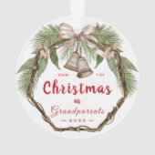 祖父母初めてのクリスマスのフローラ写真 オーナメント (裏面)