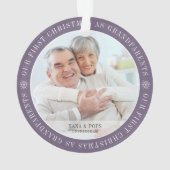 祖父母初めてのクリスマスの写モダン真 オーナメント (裏面)