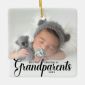 祖父母初めてのクリスマスの写真 セラミックオーナメント (正面)