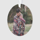 祖父母初めてのクリスマスの白い脚本 オーナメント (正面)