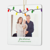 祖父母初めてのクリスマスカラフルライト写真 セラミックオーナメント (左)