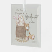 祖父母初めてのクリスマステディベアおもちゃバスケット ガラスオーナメント (正面左)