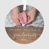 祖父母初めてのクリスマスフォトウッド オーナメント (裏面)