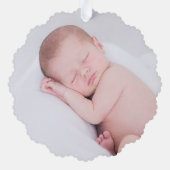 祖父母初めてのクリスマスフォトエンジェル金ゴールドブルー オーナメントカード (裏面)