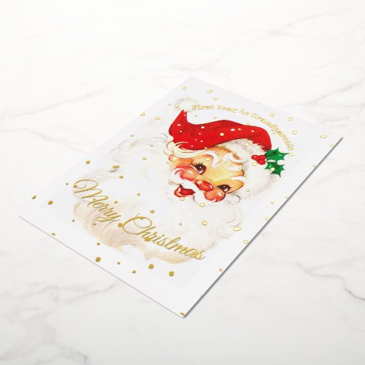 祖父母初めてのクリスマスフォトサンタメリー 箔シーズンカード (回転した状態)